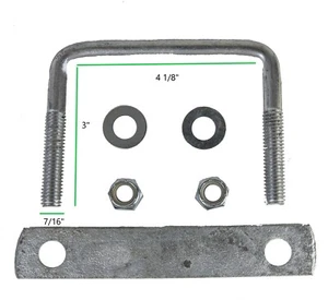 Galvanized Trailer U-Bolt with Frame Strap 4 1/8" x 3" and 6" Strap - Picture 1 of 4