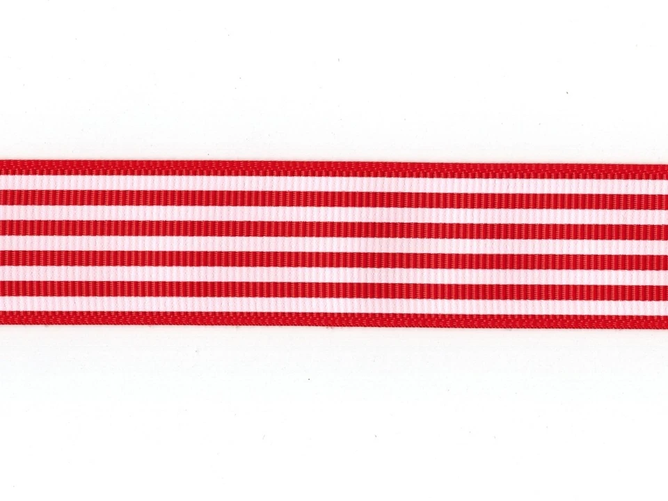 Christmas Candy Cane Theme Red White Stripes 1" Grosgrain Ribbon - Image 1 of 1