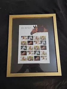 🐴 Hangable 2D Diarama Wall Art - Sheet Of Horses Forever Stamps Under Glass - Picture 1 of 9