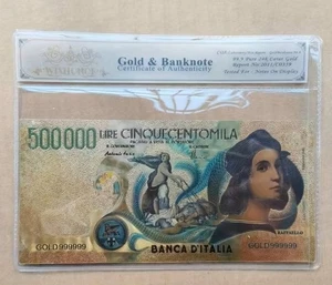 ITALY 500,000 LIRE 1997 BU RAFFAELO,FANTASY NOTE,RAFFAELO SANZIO AT RIGHT,FRESCO - Picture 1 of 2