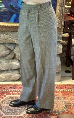 Dries Van Noten 女式 40 码 US 8 羊毛千鸟格复古 90 年代比利时制造 — 第 1/4 张图片