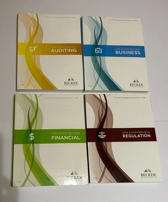 Lot of 4 Becker CPA Exam Review Books 2018 AUD FAR BUS REG - Image 1 of 2