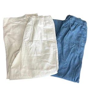 Old Navy girls wide leg pants cotton linen NWOT summer casual beachy coastal - Picture 1 of 13