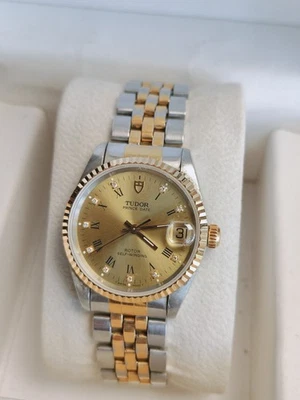 Tudor Prince Oysterdate10-Diamonds Champagne Dial 72033 Unisxe's Watch Aut 32mm - Image 1 of 4