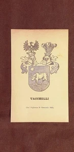 Vacchelli Da Diploma del 1843 Famiglia nobile Stemma del 1880 Annuario nobiltà - Imagen 1 de 1