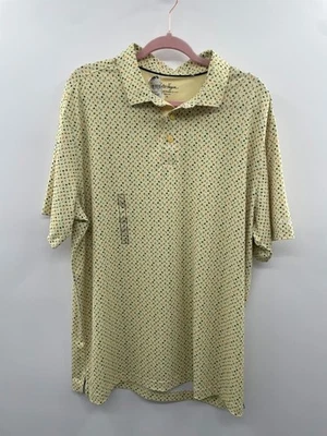 NUEVO CON ETIQUETAS Walter Hagen Polo Camiseta Para Hombre XL Amarillo Estampado Maíz Manga Corta Verano Foto 1 de 4
