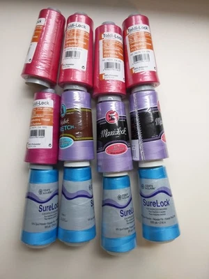 12 Reels Pink, blue & Purple Serger Overlocker Thread Polyester 2475 yards - Image 1 of 4