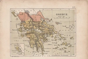 GRIECHENLAND - kleine antike Karte 7 x 5 Zoll (um 1880) - Bild 1 von 2