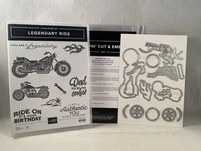 LEGENDARY RIDE Stamp Set & Dies Stampin Up Motorcycle Flames Birthday Dad 2508 - Image 1 of 4