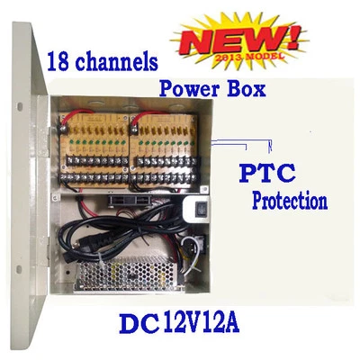 Caja de alimentación distribuida de 18 canales 12 V 12 amperios de CC para cámara de seguridad CCTV de vigilancia  Foto 1 de 3