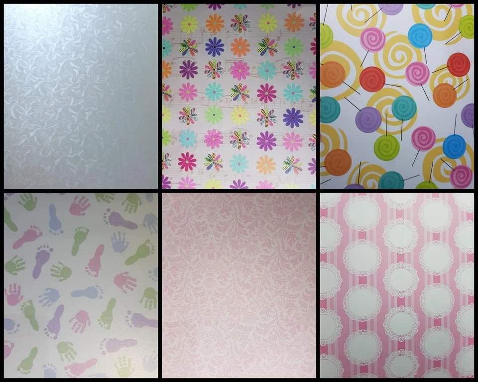 A4 Patterned Paper Doilies Music Swirls Lollypop Baby Hand Feet Metallic Mint - image 1 of 1