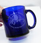9th Support Division Etched Glass Armadillo Beale Air Force Cobalt Blue Mug