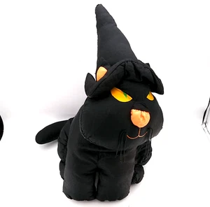Peluche de peluche de nailon de colección de 16" Halloween gato negro con sombrero de bruja - Imagen 1 de 7
