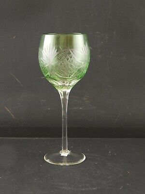 Prezioso Antico Bicchiere Calice Cristallo Boemia Molato Verde • 64€