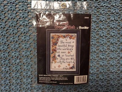 Kit de punto de cruz contado Bucilla vintage cosas más bellas diciendo 33008 Foto 1 de 2