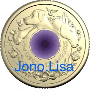 1x $2 Purple War Animals Remembrance Poppy Coin Two Dollar Uncirculated Coin - Picture 1 of 4