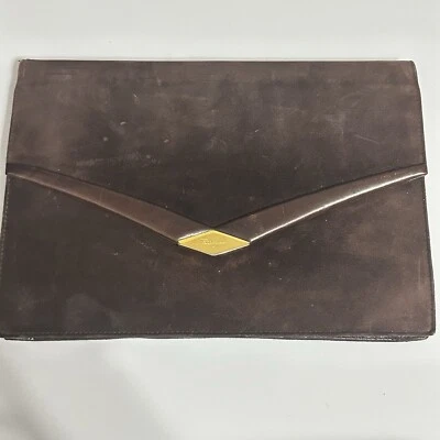 VTG Salvatore Ferragamo Suede Leather Convertible Envelope Bag Purse Clutch - Image 1 of 4
