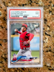 Shohei Ohtani RC 2018 Topps Update US1 Rookie Card Pitching In Red Jersey PSA 9 - Picture 1 of 2