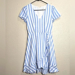J. Vestido envolvente sintético a rayas Crew talla 0 capas Cottagecore femenino - Imagen 1 de 7