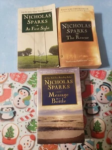 NICHOLAS SPARKS - LOT OF 3 PAPERBACK BOOKS - RESCUE, FIRST SIGHT, MESSAGE IN A - Foto 1 di 2