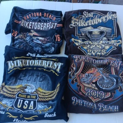 Lot 4x Bike Week Biketoberfest Daytona Beach FL T-SHIRT Size M 2016, 2019, 2023 - Image 1 of 4