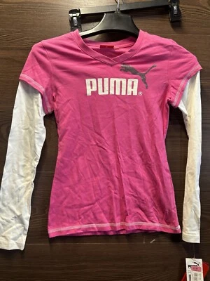 Nuevo con etiquetas Top Puma Niñas Rosa Manga Larga con Logo en la parte delantera (Talla Grande) NUEVO Foto 1 de 4