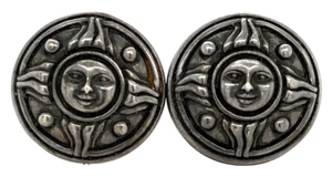 Pendientes de plata esterlina 925 con cordón de guijarros de colección 7/8" cara del sol Omega clip trasero - Imagen 1 de 5