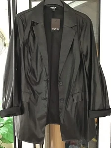 Black ladies faux leather lightweight blazer size 12 - Picture 1 of 6