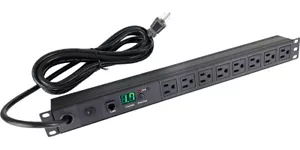 Professional Metered Power Strip W/ And Alarm Buzzer + Current Meter + 15ft Cord - Picture 1 of 6