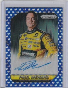 2016 PANINI PRIZM RACING PAUL MENARD BLUE FLAG PRIZM AUTO #/75 SP