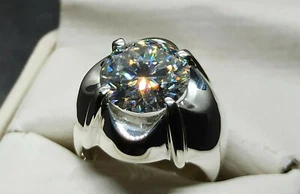 Anello stella uomo fatto a mano argento sterling 925 diamante moissanite certificato 7 ct - Foto 1 di 12