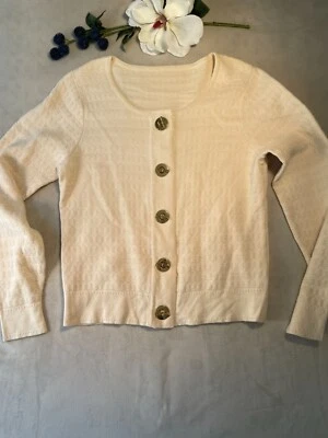 Cárdigan Suéter Milly Mujeres Raro Crema Dorado Botón Eslabón Algodón Seda Classiccore Foto 1 de 4