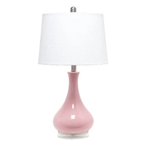 Elegant Designs Ceramic Tear Drop Shaped Table Lamp Rose Pink - Picture 1 of 8