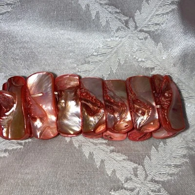 Dyed Peach Exploded Pearl Stretchy  Bracelet - Image 1 of 4