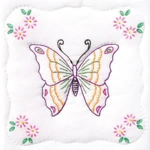 Bloques de edredón blanco estampado Jack Dempsey 733 283 9""X9"" 12/paquete mariposa - Imagen 1 de 1