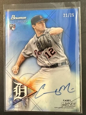 2021 Bowman Sterling Casey Mize Blue Refractor Auto /25 RC #BSRA-CM Tigers - Image 1 of 2