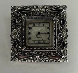 Uhr Brosche Anstecknadel Schmuck Silberfarben Uhr Japan - Bild 1 von 4