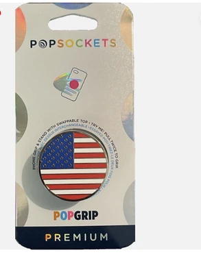 2 pk PopSockets Phone Grip Enamel AMERICAN FLAG USA POPGRIP - Swappable Top - Image 1 of 3