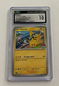 CGC 10 Pikachu Black Star Promos 190 2024 World Championships Gem Mint 10 2/3 - Picture 1 of 2