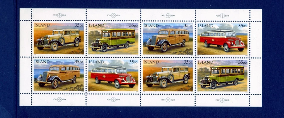Iceland   MNH   823b    Blk8   Postal Vehicles     K999 - Image 1 of 1