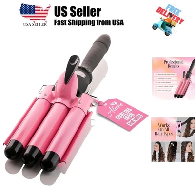 Varita rizadora de tres barriles balanadora de pelo con pantalla LCD de temperatura - 1 pulgada... Foto 1 de 4