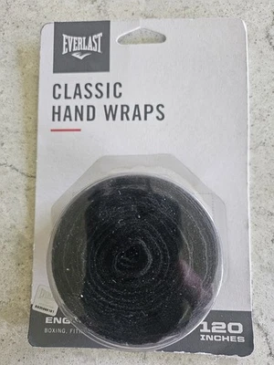 Everlast Classic Hand Wraps 120” Poly Cotton Blend Black Boxing Fitness MMA NEW - Image 1 of 2