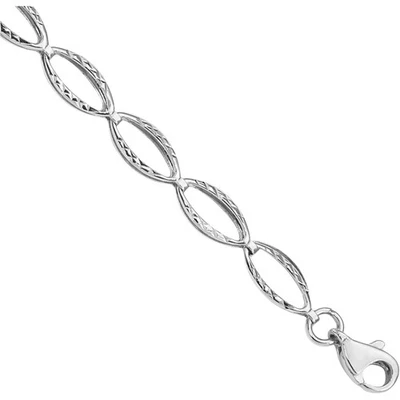 14K Solid White Gold Oval Cable Rolo Link Chain Bracelet - Image 1 of 4