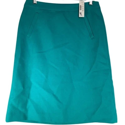 New J. Crew Women's Wool Teal A-Line Knee Length Skirt Size 6 Casual Fall Mod - Image 1 of 4