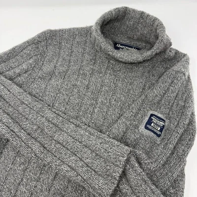 Suéter vintage Y2K Abercrombie e fitch mistura de lã gola alta logotipo patch GG - Imagem 1 de 4