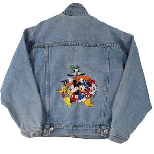 Vintage Disney Youth Medium Embroidered Characters Denim Jacket Blue - Picture 1 of 10