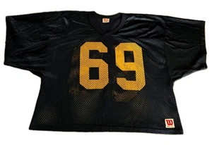 Vintage 80s Wilson Cropped Football Jersey #69 Michigan U Of M Colors Mesh XL USA - Bild 1 von 15