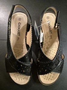 New in Box UK6 EUR39 EEE width black slingback sandals comfort cushioned - Picture 1 of 14
