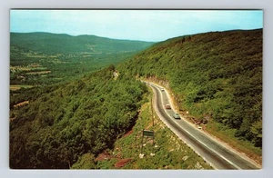 Tarjeta postal de recuerdo vintage Mohawk Trail VT-Vermont horquilla gira coches clásicos - Imagen 1 de 2