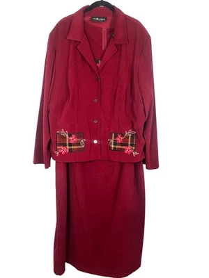 Ретро цветочный клетку платье комплект красный 22W праздничный праздник коттеджкор богемное инди народный - Изображение 1 из 4